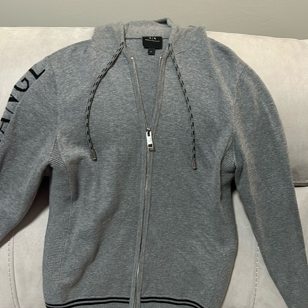 Grey Armani Exchange zip up sweater
